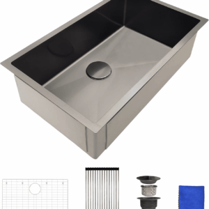 30 Inch Black Undermount Kitchen Sink -  Single Bowl Kitchen Sinks, 16 Gauge Stainless Steel Kitchen Sink Black with 4 Accessories, 30"X18"X9", Modern Design