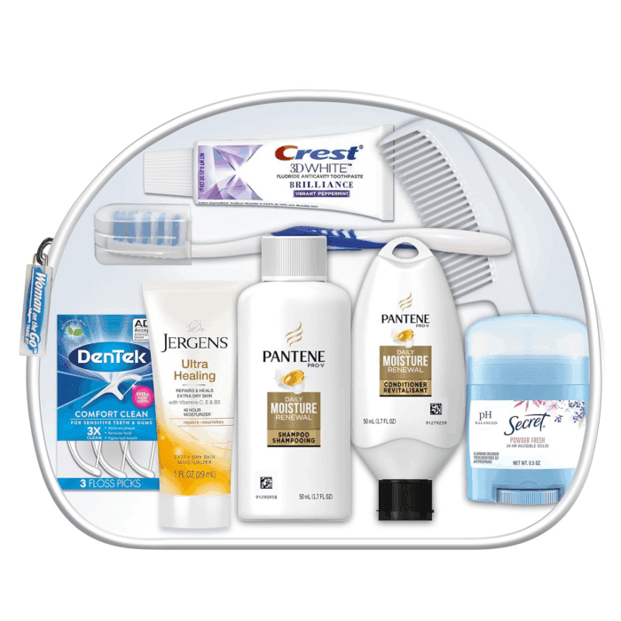 Women'S Deluxe 10 Piece Kit with Travel Size TSA Compliant Essentials Featuring: Pantene Hair Products in Reusable Toiletry Zippered Bag - Image 2