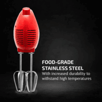 Portable 5 Speed Mixing Electric Hand Mixer with Stainless Steel Whisk Beater Attachments & Snap Storage Case, Compact Lightweight 150 Watt Powerful Blender for Baking & Cooking, Red HM151R - Image 2