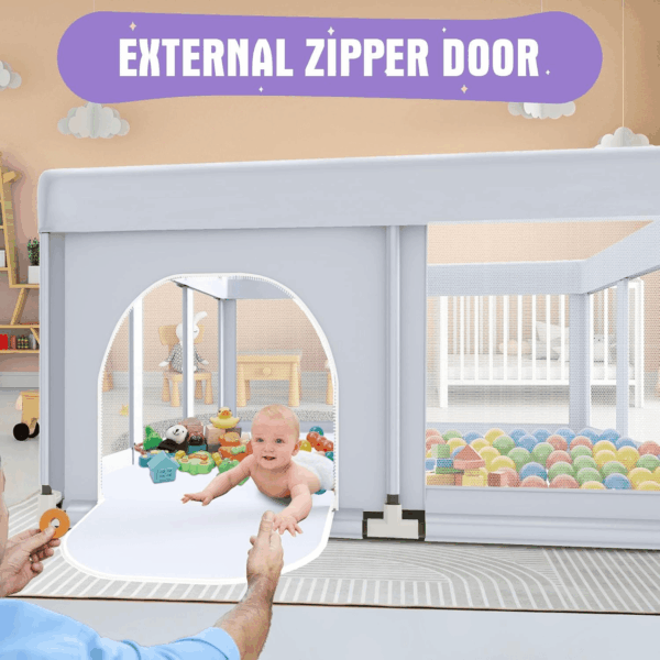 Baby Playpen 74X50 in Playpen for Babies and Toddlers, Large Play Yards for Indoor & Outdoor with Zipper Gates, Breathable Mesh with Mat - Image 4