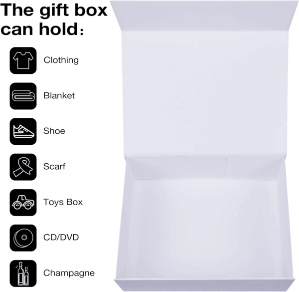 5 Pack White Magnetic Gift Boxes with Lids 13.8X9X4.3 In, Large Bridesmaid Groomsman Proposal Box, Rectangle Collapsible Box for Present Graduation Birthday Wedding Storage,1 Count (Pack of 5) - Image 4