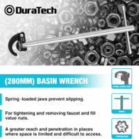 11" Basin Wrench, Sink Wrench, Adjustable Tap Nut Spanner Basin Spanner, Capacity of 3/8" to 1-1/4" for Fixing Back and Union Nuts under Sink - Image 3