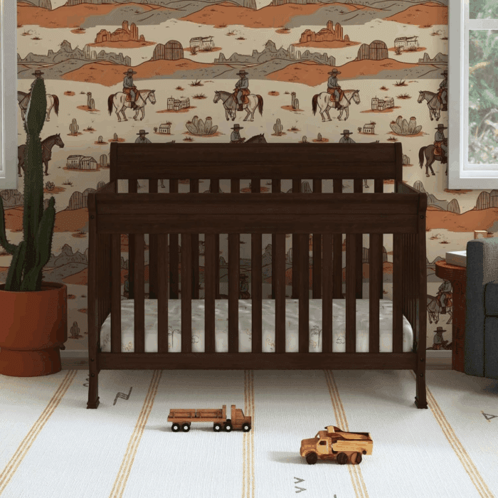 Kalani 4-In-1 Convertible Baby Crib with Wooden Toddler Bed, Daybed & Full-Size Bed Conversion - Easy to Assemble & GREENGUARD Gold Certified - 4 Adjustable Mattress Heights - Espresso - Image 2