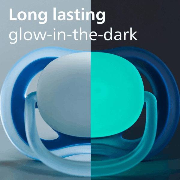 Philips  Ultra Air Pacifier - 4 X Light, Breathable Glow-In-The-Dark Baby Pacifiers for Babies Aged 6-18 Months, BPA Free with Sterilizer Carry Case, SCF376/08 - Image 3