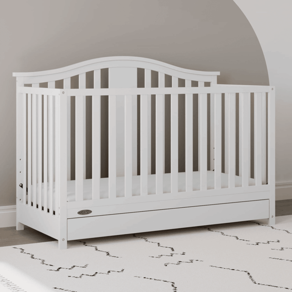 Solano 4-In-1 Convertible Crib with Drawer Combo (White) – GREENGUARD Gold Certified, Includes Full-Size Nursery Storage Drawer, Converts to Toddler Bed and Full-Size Bed - Image 2