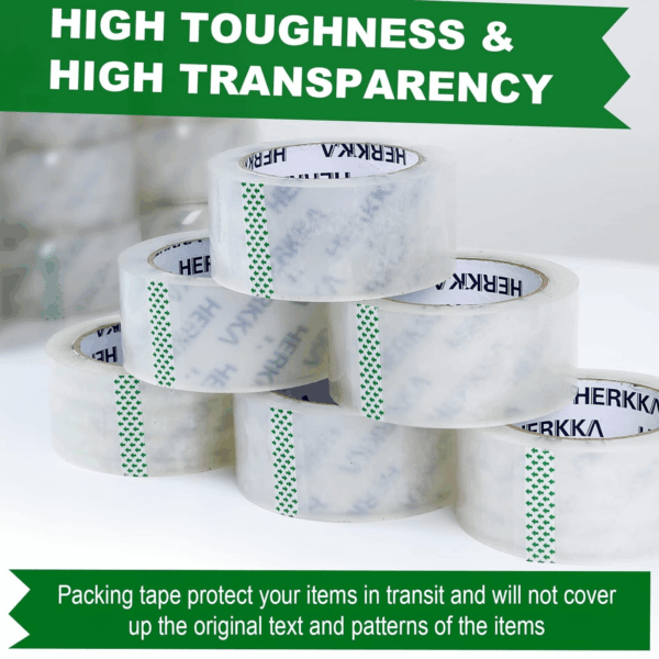 Clear Packing Tape, 36 Rolls Heavy Duty Packaging Tape for Shipping Packaging Moving Sealing, Thicker Clear Packing Tape, 2 Inches Wide, 65 Yards per Roll, 2340 Total Yards - Image 2