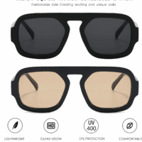 Trendy Square Aviator Sunglasses for Women Flat Top Designer Stylish Frame Sun Glasses Vintage Shades - Image 2