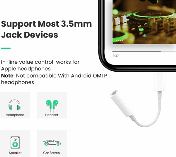 Apple Mfi Certified 2 Pack Lightning to 3.5 Mm Headphone Jack Adapter for Iphone, Iphone Aux Adapter Converter Dongle Audio Cable Compatible with Iphone 14 13 12 11 X XS 8 7 - Image 2