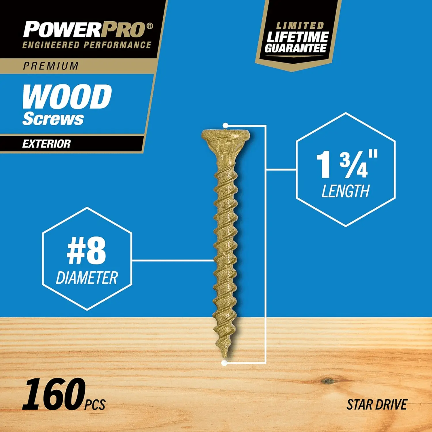 48596 Wood Screws, #8 X 1-3/4", Premium Outdoor Deck Screws, Rust Resistant, Epoxy Coated Bronze, 1Lb Box, 175 Pcs - Image 4