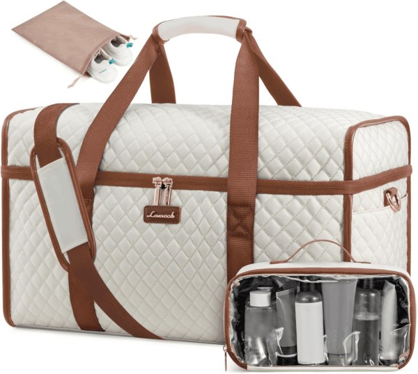 Travel Duffle Bag, Weekender Bags for Women, Carry on Duffel Bags for Airplanes, Overnight Bag with Toiletry Bag, Hospital Bag for Labor and Delivery, Yoga Gym Bag with Wet Pocket, 3Pcs Set