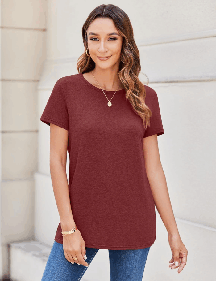 Womens 3 Pack T Shirts Basic Short Sleeve Tees Crewneck Fashion Tops Loose - Image 4