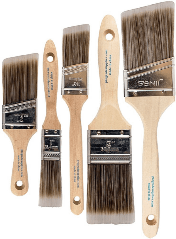 , Paint Brushes, 5-Piece, Paint Brush Set: Flat & Angle Brushes for Latex and Oil Paints, Stains, Interior & Exterior Home Improvement - Image 8