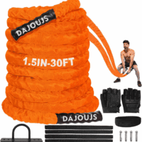 Battle Ropes for Home Gym 1.5Inch Diameter 30 FT Lengths Workout Heavy Battle Ropes for Exercise Training Weighted Ropes for Working Out Exercise Equipment with Protective Cove - Orange