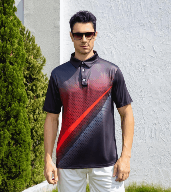 Mens Golf Shirt Dry Fit Athletic Polo Shirts Moisture Wicking Performance 3D Print Short Sleeve - Image 4