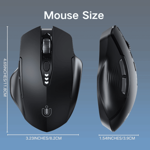 Bletooth Mose,[pgraded] Rechargeable Wireless Mose (BT 5.0/4.0+2.4G Hz),Compter Mose with Visible Battery Level, 4 Adjstable DPI, Portable PC Mose for Macbook Chromebook,Black - Image 7