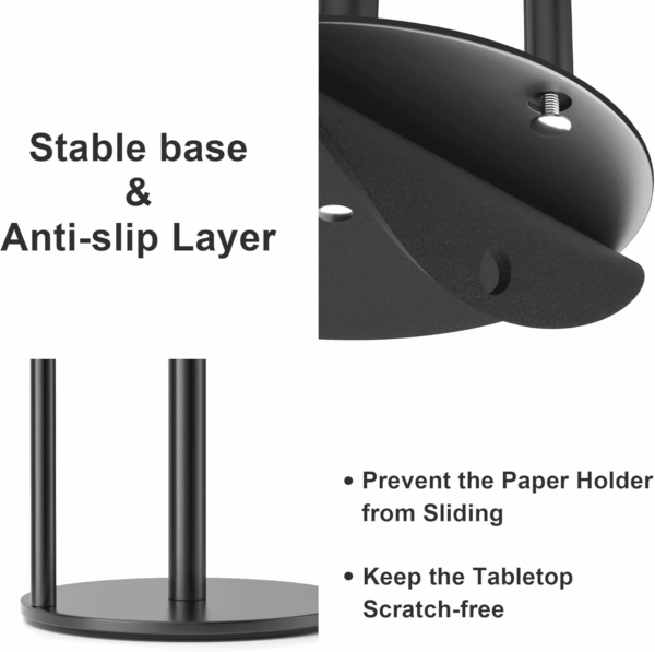 Paper Towel Holder Black Kitchen Roll Holder, Premium Stainless Steel Paper Towel Holder for Kitchen Roll Organize, Countertop Roll Dispenser with Weighted Base - Image 4