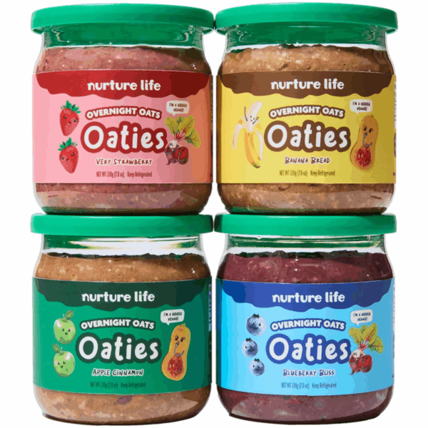 Overnight Oats, Variety Pack, Healthy Snacks for Kids, Nutritious Breakfast Food for Children W/Real Fruit & Hidden Veggies, No Added Sugar, Ready to Eat Meals for Toddlers & Kids, 4 Pack