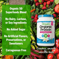 Organic Vegan Protein + 50 Superfoods Powder, Vanilla Bean - 21G Plant Based Protein, 8G Prebiotic Fiber, No Lactose Ingredients, Gluten Free, No Added Sugar, Non-Gmo, 2.02 Lb - Image 6