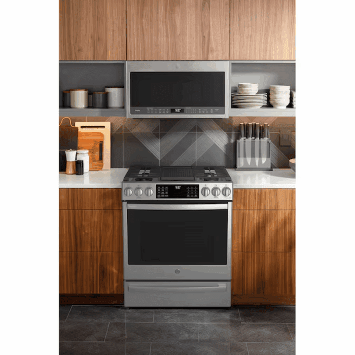Profile 30-In 5 Burners 5.6-Cu Ft Air Fry Convection Oven Slide-In Natural Gas Ran ( Finrprint-Resistant Stainless Steel ) - Image 12