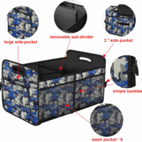 Car Trunk Organizer with 72L Large Capacity Waterproof Collapsible and 11 Pockets, Trunk Organizer for Car Suv/Jeep/Sedan, Large Size, Blue Camouflage - Image 5