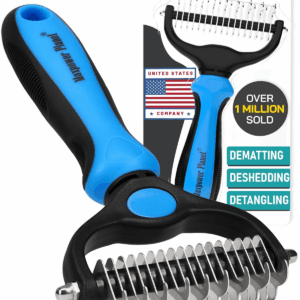 Original Pet Grooming Rake - Double-Sided Deshedding Dematting Tool, Undercoat Rake for Dogs & Cats, Extra-Wide Dog Grooming Brush & Deshedder Comb for Long Hair, Reduces Shedding 95%