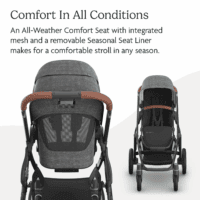 Vista V3 Stroller - Full-Size Single-To-Double Stroller System - Toddler Seat, Bug Shield, Rain Shield, and Storage Bag Included - Greyson (Charcoal Mélange/Carbon Frame/Saddle Leather) - Image 4