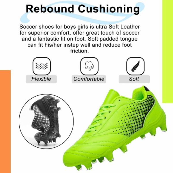 Soccer Shoes for Boys Girls Soccer Cleats Boys Girls Kids Athletic Outdoor Football Shoes Youth Football Cleats Outdoor & Indoor Soccer Shoes Lightweight, Running & Training for Students - Image 6