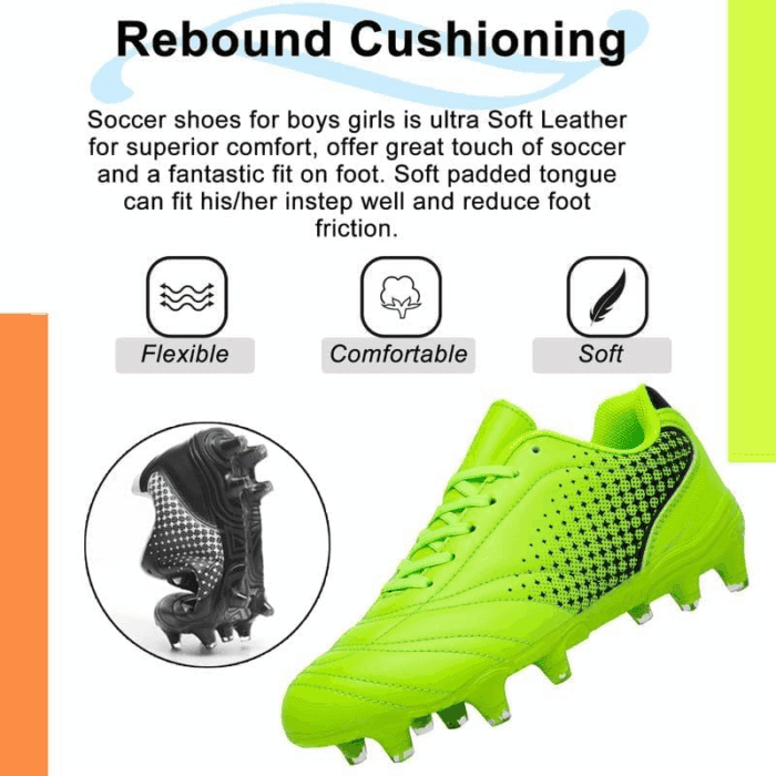 Soccer Shoes for Boys Girls Soccer Cleats Boys Girls Kids Athletic Outdoor Football Shoes Youth Football Cleats Outdoor & Indoor Soccer Shoes Lightweight, Running & Training for Students - Image 6