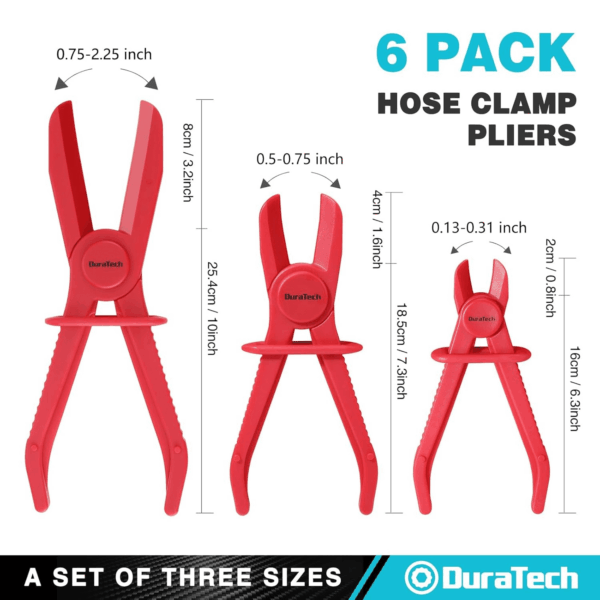 6-Piece Hose Clamp Set, Pinch Clamp Pliers for Flexible Hoses, Fuel, Gas, Brake & Radiator Lines - Image 2