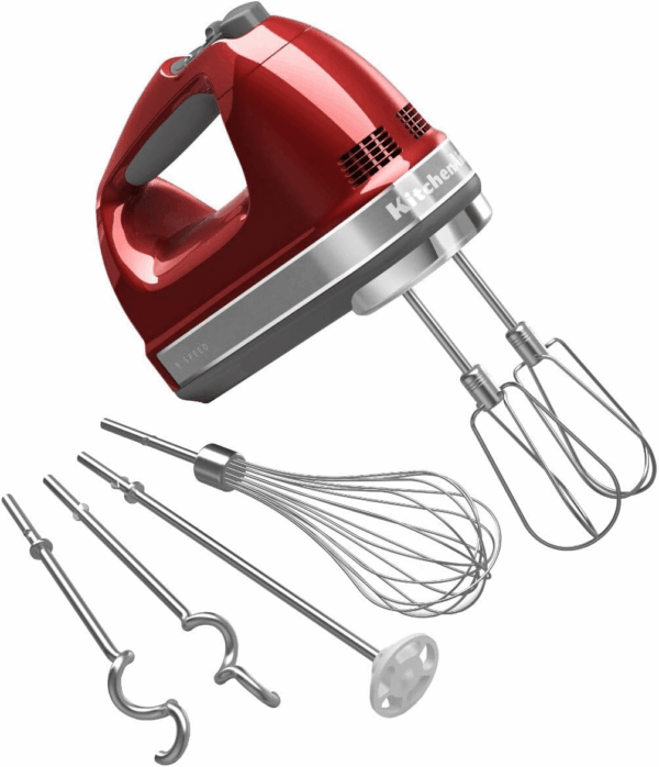 9-Speed Digital Hand Mixer with Turbo Beater II Accessories and Pro Whisk - Candy Apple Red