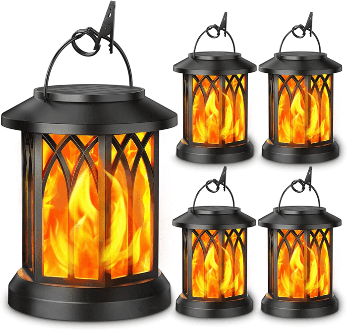 4 Pack Solar Lantern Outdoor Lights, Upgraded Flickering Flame Solar Lanterns Lights Outdoor Waterproof, Hanging Lantern Decorative, Solar Powered Lanterns for Yard Patio Path Tree Garden Decor