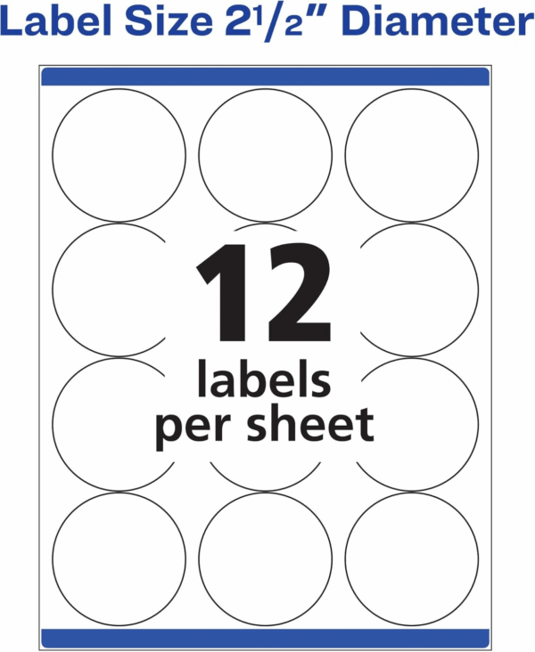 High Visibility Printable round Labels with Sure Feed, 2.5" Diameter, White, 300 Customizable Blank Labels Total (5294) - Image 6