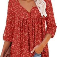 Womens Long Sleeve Tunic Tops Floral Fall Blouse Shirts - Image 2