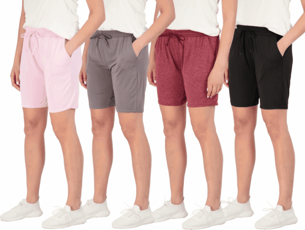 4 Pack: Women'S Dry-Fit Athletic 7" Bermuda Long High Waisted Running Shorts (Available in plus Size)
