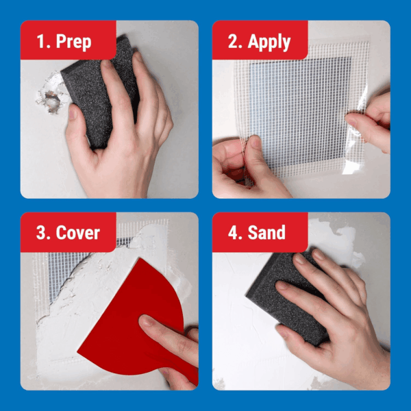 Maxpatch Drywall Repair Kit - Includes 8 Oz Spackling Compound, 4"X 4" Adhesive Metal Patch, Spackling Knife, Sanding Pad - All-In-One Solution for Wall and Ceiling Repairs - Image 4