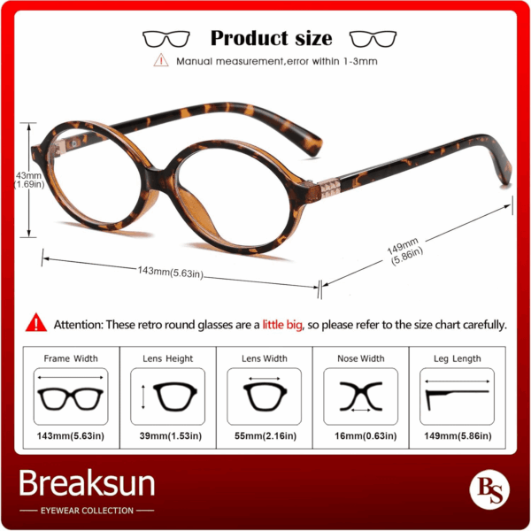 Fashion Oval Glasses for Women Men Retro round Tortoise Frame Blue Light Glasses Nerd Eyeglasses - Image 7