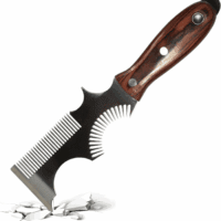 8-In-1 Painters Tool - Paint Brush Comb, Paint Roller Cleaner, Stainless Steel Scraper, Putty Knife, Paint Can Opener, Wooden Handle