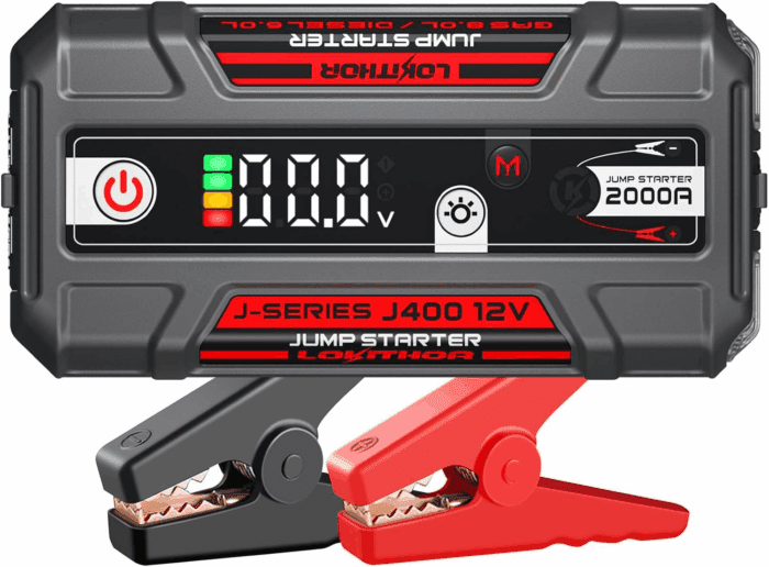 J400 Jump Starter with Connectmax Tech, 2000A 12V Battery Jumper Starter Portable, Lithium Jump Box and Jump Pack for up to 8.0-Liter Gas and 6.0-Liter Diesel Engines, Smart Digital Screen