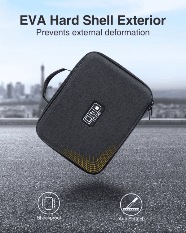 Electronic Organizer Travel Case Large, Hard Case for Electronics, EVA Tech Organizers, Travel Cable Bag with Shoulder Strap, Charger Organizers Carrying Cases for Ipad(Up to 11’’) - Image 2