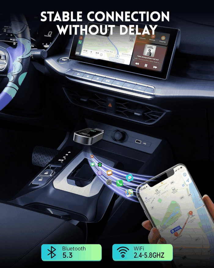 Wireless Carplay Adapter- Mini Edition, Converts Factory Wired to Wireless Carplay Dongle Plug & Play Carplay Wireless Adapter for Apple Iphone Ios 10+ & Cars from 2015+(Brushed Cobalt Blue) - Image 6