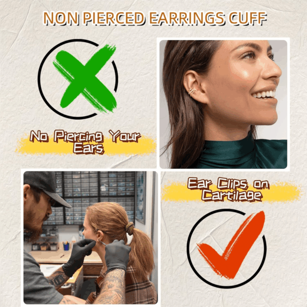 Gold Ear Cuffs Earrings for Women Non Piercing - Clip on Cartilage Earrings Dainty 14K Gold Sterling Silver Plated Cubic Zirconia Huggie Hoop Earring for Women No Tarnish Trendy Jewelry Set - Image 5