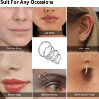 4Pcs 16G 18G 20G Surgical-Steel-Piercing-Ring-Nose-Rings-Hinged-Hoop-Earrings,6Mm 8Mm 10Mm 12Mm Seamless Stainless Steel Clicker Eyebrow Septum Piercing Hoop,Sliver Black Gold Rose Gold Rainbow Body Jewelry Set - Image 6