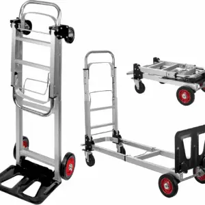 2 in 1 Aluminium Hand Truck Dolly 450Lbs Capacity, Heavy Duty Convertible Hand Truck W/Pneumatic Wheels, Foldable Dolly Cart Collapsible Dolly for Moving with Retractable Handle