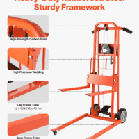 Material Lift Winch Stacker, 330Lbs Capacity Pallet Truck Dolly, 42.9In Max Lifting Height Manual Winch Stacker, Multifunctional Manual Pallet Truck Stacker with Swivel Casters and Lift Plate - Image 5