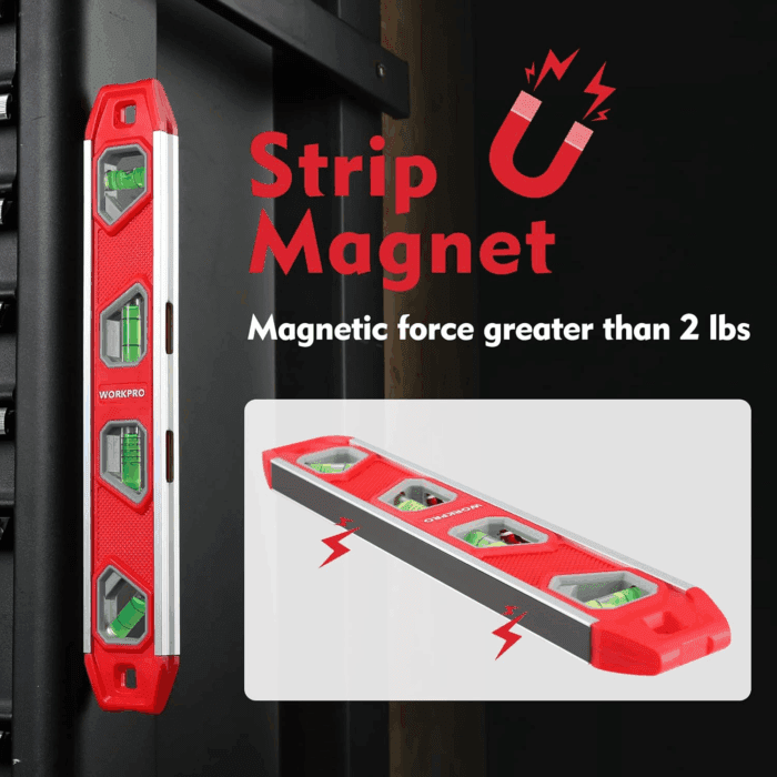 12 Inch Torpedo Level, Magnetic Small Leveler Tool, Plumbing Level with Pitch Vial, Aluminum Reinforced, 4 Bubbles, V-Groove for Conduit Bending - Image 3