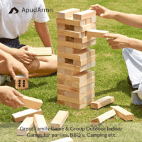 54 PCS Tumble Timber Set [Stack to 3FT], Pine Wooden Tumble Tower Game with Dice and Scoreboard Set - Classic Block Stacking Board Game for Teens Children Teenagers - Image 7