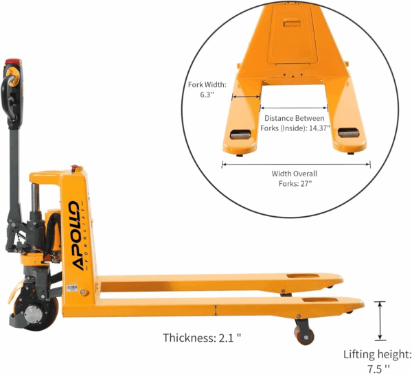 Full Electric Pallet Jack 3300 Lbs Capacity, 48" X 27" Forks, Powered Pallet Lift Truck, Li-Ion Battery for Indoor Storage and Material Handling-2Pc - Image 3