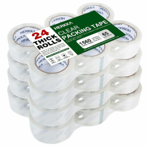Clear Packing Tape, 24 Rolls Heavy Duty Packaging Tape for Shipping Packaging Moving Sealing, Thicker Clear Packing Tape, 1.88 Inches Wide, 65 Yards per Roll, 1560 Total Yards
