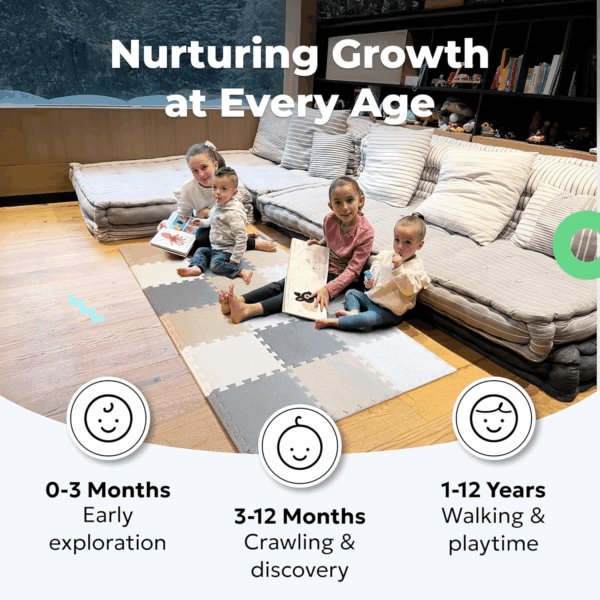 Foam Floor Tiles for Kids - Non-Toxic Comfortable Baby Play Mat and Interlocking Foam Tiles, Fits with 50X50 Playpen Mat for Crawling & Development, Soft Play Mat for Babies 6-12 Months - Image 5