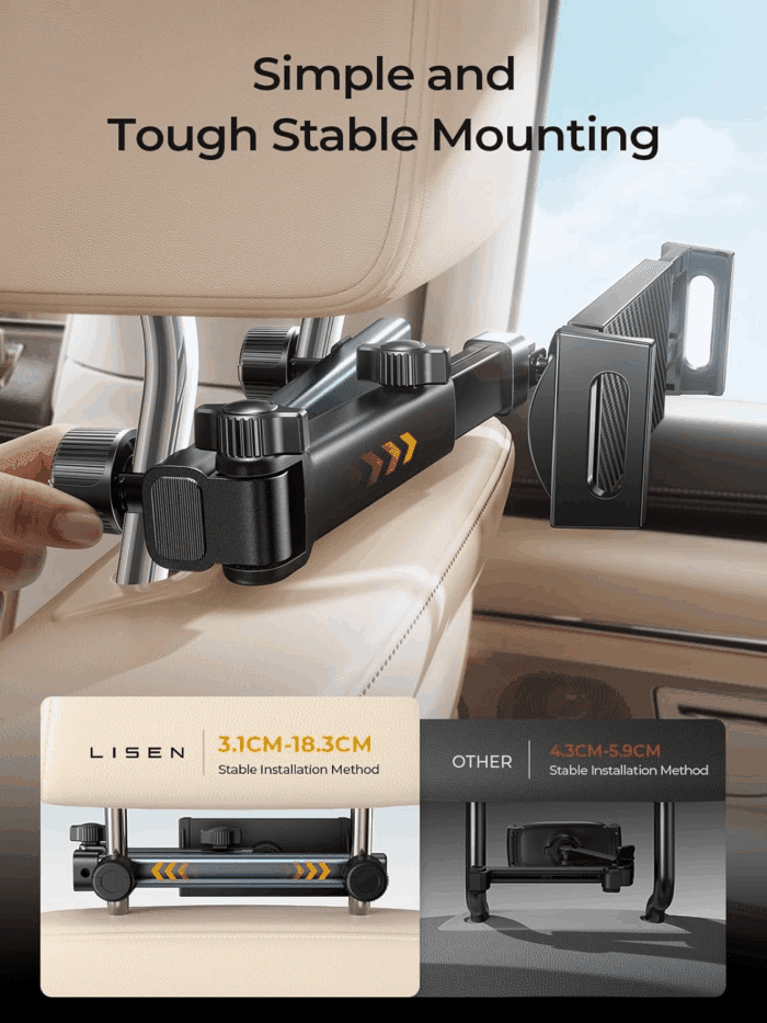3 in 1 for Ipad Holder for Car Accessories for Women Interior Road Trip Essentials Backseat Car Organizer Car Tv for Back Seat Headrest Tablet Holder Ipad Car Mount Kids Fire Tablet 4.7-11" - Image 7